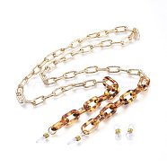 Aluminum Paperclip Chain Eyeglasses Chains, Face Mask Chains, Neck Strap for Eyeglasses, with Transparent Acrylic Linking Rings and Rubber Loop Ends, Light Gold, 30.9 inch(78.5cm)(X-AJEW-EH00030)