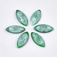 Epoxy Resin Cabochons, Faceted, Horse Eye, Green, 14.5~15x6.5~7x3mm(CRES-S361-06E)