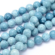 Natural Gemstone Beads Strands, Imitation Larimar, Dyed, Round, 12mm, Hole: 1mm, about 32pcs/strand, 15.74 inch(G-L367-01-12mm)