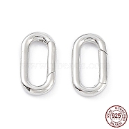 Rhodium Plated 925 Sterling Silver Spring Gate Rings, Oval, Platinum, 17.5x9x2mm, Inner Diameter: 12.5x4.5mm(X-STER-K173-24P)