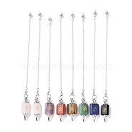 Mixed Gemstone Dowsing Pendulum Big Pendants, with Platinum Plated Brass Findings, Cadmium Free & Lead Free, 242mm, Hole: 2.5mm(G-A207-02P)