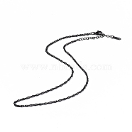 304 Stainless Steel Rope Chain Necklace for Men Women, Gunmetal, 15.87 inch(40.3cm)(NJEW-K245-010D)