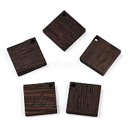 Natural Wenge Wood Pendants, Undyed, Rhombus Charms, Coconut Brown, 24.5x24.5x4mm, Hole: 2mm, Side Length: 17.5mm(WOOD-T023-42)