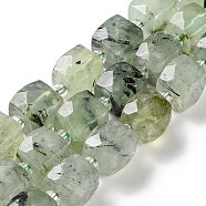 Natural Prehnite Beads Strands, with Seed Beads, Cube, Faceted, 9.5~11x9.5~10.5x9.5~10.5mm, Hole: 1.2mm, about 29pcs/strand, 15.35~15.67''(39~39.8cm)(G-B065-A06)