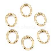 Brass Spring Gate Rings, Long-Lasting Plated, Oval, Real 18K Gold Plated, 20x16x3mm(KK-P204-02G)