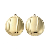 Ion Plating(IP) 304 Stainless Steel Pendants, Real 18K Gold Plated, Flat Round, 26.5x21.5x3.5mm, Hole: 1.8mm(STAS-C090-10G-G)