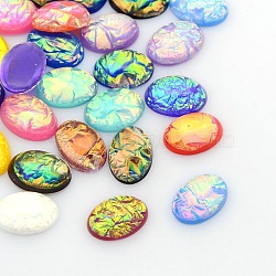 Oval Resin Imitate Opal Cabochons, Mixed Color, 25x18x9mm(X-CRES-L006-M)