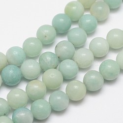 Round Natural Amazonite Bead Strands, 10mm, Hole: 1mm, about 38pcs/strand, 16 inch(X-G-I183-02-10mm)