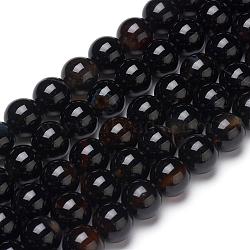 Natural Black Agate Beads Strands, Dyed & Heated, Grade B, Round, 8mm, Hole: 1.2mm, about 48pcs/strand, 15.16 inch(38.5 cm)(X-G-L555-04-8mm)
