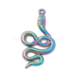 Ion Plating(IP) 304 Stainless Steel Pendants, Snake, Rainbow Color, 32x17x2mm, Hole: 1mm(STAS-F263-15M)