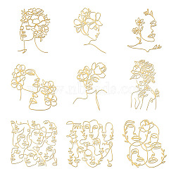 9Pcs 9 Styles Nickel Decoration Stickers, Metal Resin Filler, Epoxy Resin & UV Resin Craft Filling Material, Flower, 40x40mm, 1pc/style(DIY-WH0450-050)