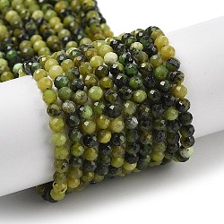 Natural Jade Beads Strands, Faceted, Round, 3~3.5mm, Hole: 0.5mm, about 116pcs/strand, 15.51''(39.4cm)(G-G189-D08-02)