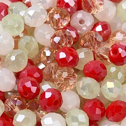 Glass Beads, Faceted, Rondelle, Red, 6x5mm, Hole: 1mm, about 2360pcs/500g(EGLA-A034-LM6mm-57)