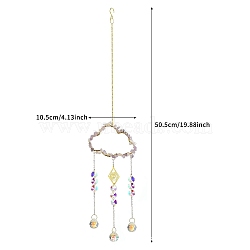 Alloy Cloud with Natural Amethyst Chips Beaded Hanging Pendant Decorations, Glass Beaded Suncatchers for Party Window, Wall Display Decorations, 505x105mm(PW-WG24607-04)