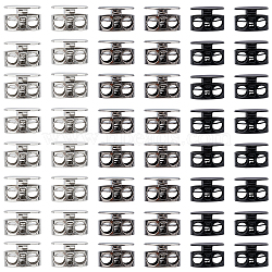 48Pcs 3 Colors Alloy Cord Locks, Flat Round, Mixed Color, 14x9.5mm, Hole: 4x3.5mm, 16pcs/color(FIND-FG0001-74)