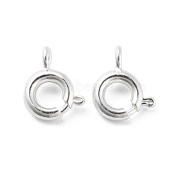 Brass Spring Ring Clasps, 925 Sterling Silver Plated, 8x5.5x1.5mm, Hole: 1.4mm(KK-G479-01A-S)