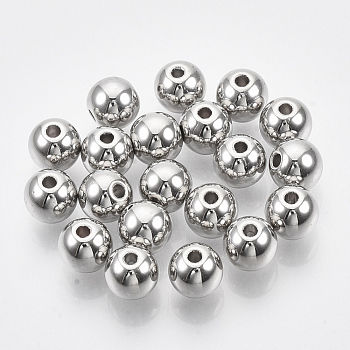 CCB Plastic Beads, for DIY Jewelry Making, Round, Platinum, 8x7mm, Hole: 1.6mm, about 1900pcs/500g.