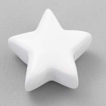 Spray Painted Brass Beads, Star, White, 9.5x10x5.5mm, Hole: 2.3mm