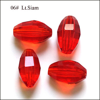Imitation Austrian Crystal Beads, Grade AAA, Faceted, Oval, Red, 10x13mm, Hole: 0.9~1mm