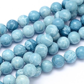 Natural Gemstone Beads Strands, Imitation Larimar, Dyed, Round, 12mm, Hole: 1mm, about 32pcs/strand, 15.74 inch
