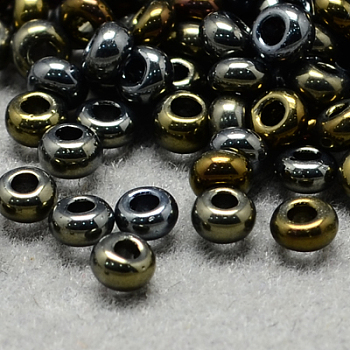 12/0 Grade A Round Glass Seed Beads, Metallic Colours, Mixed Color, 12/0, 2x1.5mm, Hole: 0.3mm, about 30000pcs/bag