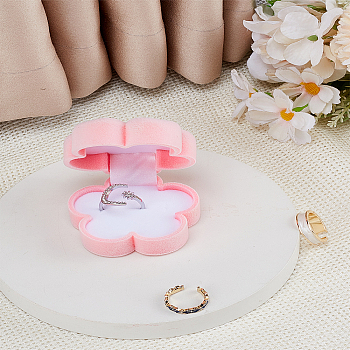 1Pc Alloy Rhinestone Cuff Rings for Women, Star & Moon, with 1Pc Flower Velvet Rings Jewelry Box, Platinum, Inner Diameter: 18mm