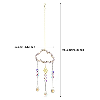 Alloy Cloud with Natural Amethyst Chips Beaded Hanging Pendant Decorations, Glass Beaded Suncatchers for Party Window, Wall Display Decorations, 505x105mm
