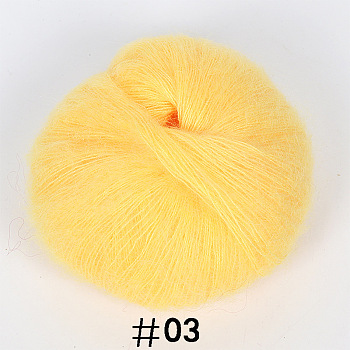 25g Angora Mohair Wool Knitting Yarn, for Shawl Scarf Doll Crochet Supplies, Yellow, 1mm