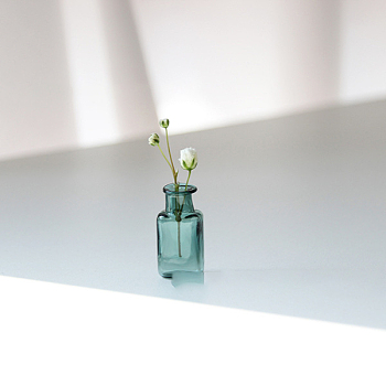 Transparent Miniature Glass Vase Bottles, Micro Landscape Garden Dollhouse Accessories, Photography Props Decorations, Teal, 14x28mm
