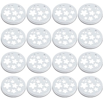 Aluminum Screw Cover, Scented Candle Lid, Flat Round, Sakura Pattern, 71x13mm, Inner Diameter: 67mm