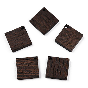 Natural Wenge Wood Pendants, Undyed, Rhombus Charms, Coconut Brown, 24.5x24.5x4mm, Hole: 2mm, Side Length: 17.5mm