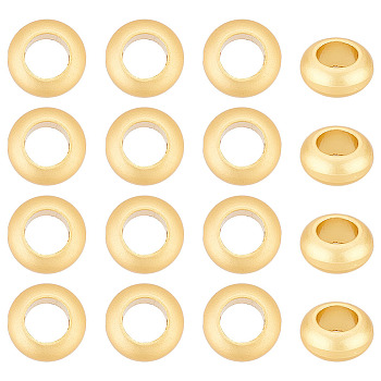 DICOSMETIC 30Pcs Matte Brass Bead Frame, Long-Lasting Plated, Rondelle, Real 18K Gold Plated, 11x5mm, Hole: 1.2mm, Inner Diameter: 6mm