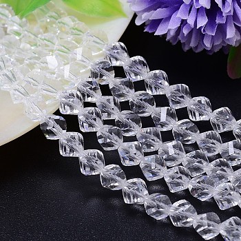 Faceted Polyhedron Imitation Austrian Crystal Bead Strands, Grade AAA, Clear, 6mm, Hole: 0.7~0.9mm, about 68pcs/strand, 15.7 inch
