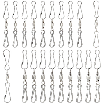 Gorgecraft 20Pcs 2 Style Stainless Steel Spinning Dual Clip Swivel Hooks, for Wind Spinners, Hanging Windsock, Wind Chimes Crystal Party Supply, Stainless Steel Color, 67mm and 82mm, 10/style