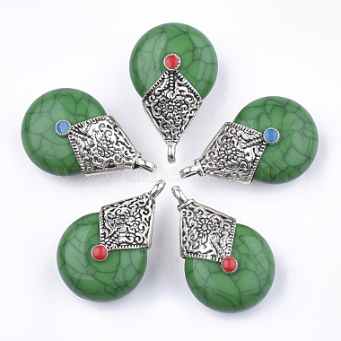 37mm Green Drop Alloy+Other Material Pendants