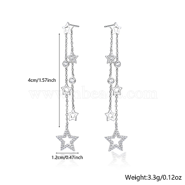 Rhodium Plated 925 Sterling Silver Micro Pave Cubic Zirconia Dangle Stud Earrings(IZ0246-1)-6