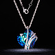 SHEGRACE Beautiful Platinum Plated Mazarine Austria Crystal Heart Pendant Necklace(JN244A)-3