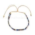 Vintage Ethnic Style Adjustable Glass Tila Beaded Handmade Slider Bracelets for Women, Royal Blue, 11.02 inch(28cm)(ZN9527-4)