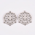 Tarnish Resistant 304 Stainless Steel Chandelier Component Links, Laser Cut, Flat Round with Butterfly, Stainless Steel Color, 23.5x20x1mm, Hole: 1mm(STAS-Q242-027)