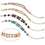 4Pcs 4 Style Synthetic Turquoise & Magnesite & Natural Larvikite & Rose Quartz Beaded Multi-strand Bracelets Set for Women, Golden, 6-5/8~6-7/8 inch(16.7~17.4cm)(BJEW-SW00038)