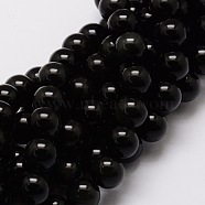 Natural Obsidian Beads Strands, Round, 8mm, Hole: 1mm, about 48pcs/strand, 15.7 inch(X-G-E329-8mm-37)