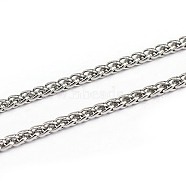 304 Stainless Steel Wheat Chains, Foxtail Chain, Unwelded, Stainless Steel Color, 4x2.5x0.8mm(CHS-L001-30-2.5mm)
