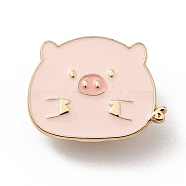 Cute Animal Cartoon Enamel Pin, Light Gold Alloy Brooch for Women, Pig, Pink, 21x27x1.5mm(JEWB-R020-01C)