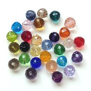 Imitation Austrian Crystal Beads, Grade AAA, Faceted, Teardrop, Mixed Color, 6mm, Hole: 0.7~0.9mm(SWAR-F067-6mm-M)