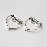 Heart Tibetan Style Alloy Beads, Antique Silver, 20.5x20x3mm, Hole: 1mm(X-PALLOY-N0114-03AS)