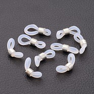 Silver Color Plated Eyeglass Holders, Glasses Rubber Loop Ends, about 4.2mm wide, 19mm long(X-E237-1)