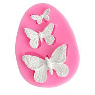 Food Grade Silicone Molds, Fondant Molds, For DIY Cake Decoration, Chocolate, Candy, UV Resin & Epoxy Resin Jewelry Making, Butterfly, Pink, 72x55x10mm(X-DIY-E011-04)