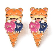 Enamel Pins, Light Gold Alloy Badge for Backpack Clothes, Tiger & Ice Cream, 28x13x2mm(JEWB-A012-01D)
