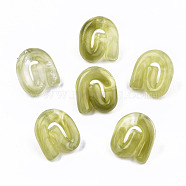 Transparent Resin Stud Earrings, Imitation Gemstone Style, with Stainless Steel Pins, Vortex, Yellow Green, 19.5x17mm, Pin: 0.7mm(EJEW-T012-01-B03)
