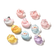 Resin Decoden Cabochons, Pig & Duck & Cat Animals with Wing, Opaque & Translucent, Mixed Shapes, Mixed Color, 18~19x20x8.5~9mm(RESI-E053-02)